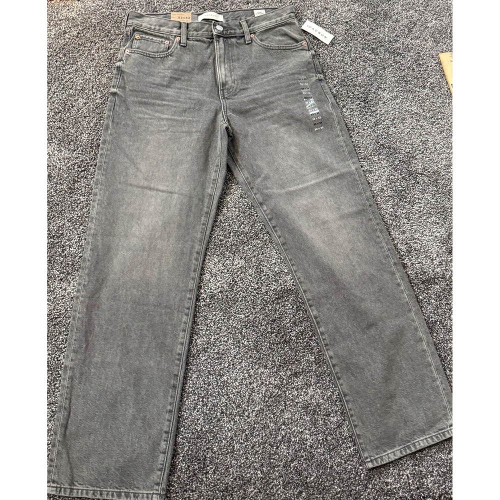 PacSun Cade Straight Jeans Mens 32x32 Gray Faded Denim Pants New